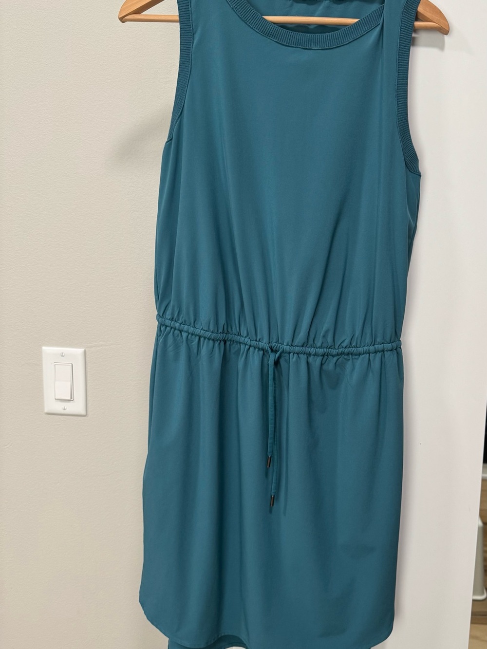Athleta Teal Blue Sleeveless Drawstring Waist High-Low Dress